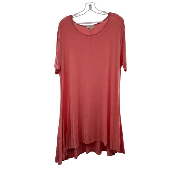 Simply Southern Women's Short Sleeve Shift Dress Pink Size XL Hi Low - Picture 1 of 9